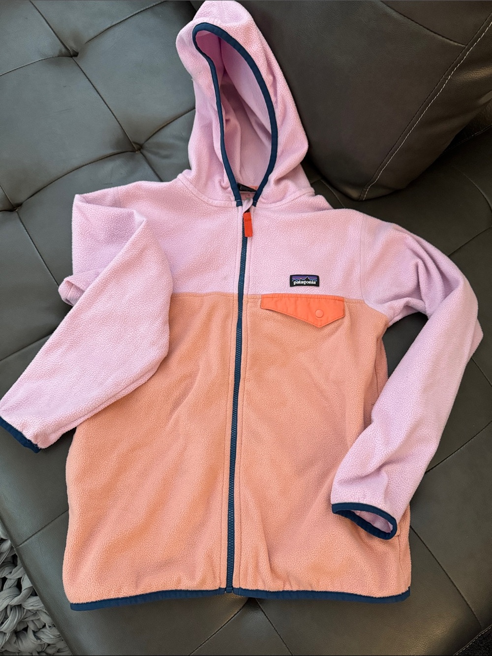 Patagonia Pink & Peach Hooded Fleece Jacket for Kids